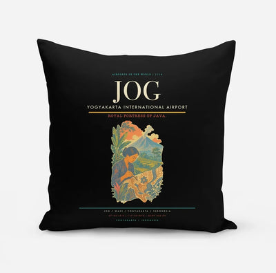 Yogyakarta International Airport (JOG) design on black pillow
