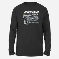 Thumbnail for Boeing 757 & Rolls Royce Engine (RB211) Long-Sleeve aviation design printed on soft cotton long-sleeve T-shirt.