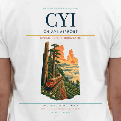 Chiayi Airport (CYI) double-side t-shirt design close-up cover
