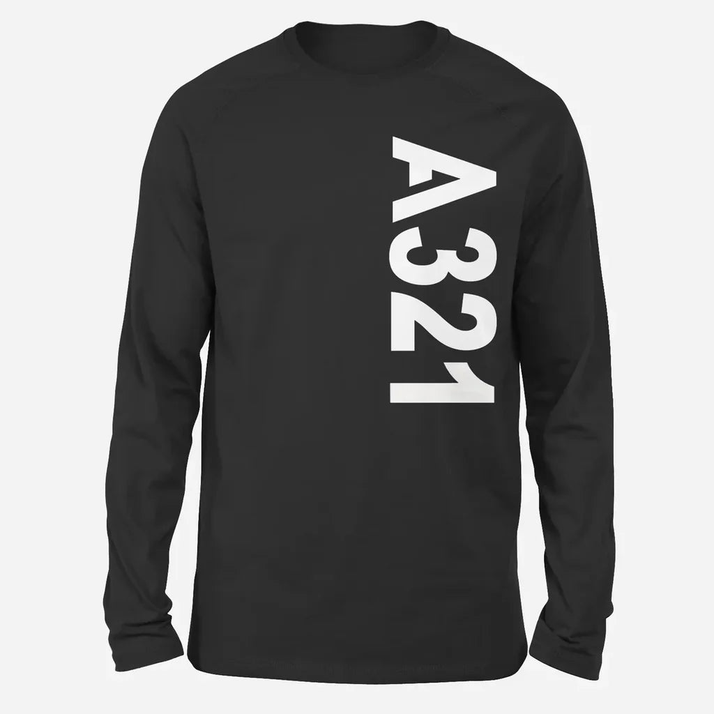Airbus A321 Text Long-Sleeve aviation design printed on soft cotton long-sleeve T-shirt.