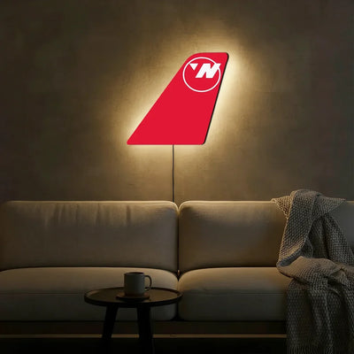 Northwest Airlines (OLD) aviation design on durable metal with LED aircraft tail wall art.