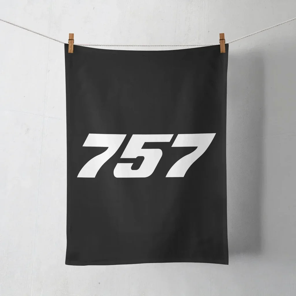Boeing 757 Flat Text aviation design on soft absorbent cotton towel.