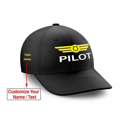 Customizable Name & Pilot Badge Embroidered aviation embroidery on durable cotton customizable cap.