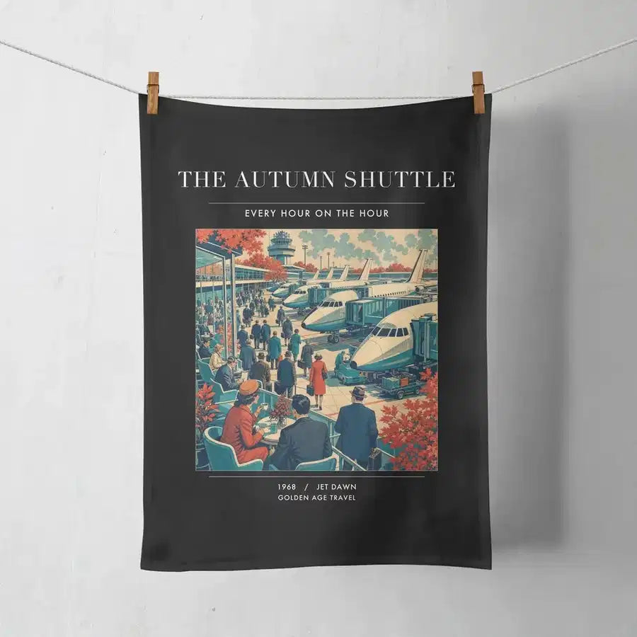 VINTAGE G4120 - The Autumn Shuttle - Designed Towels design on black
