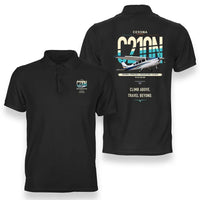 Thumbnail for Cessna T210N Centurion design on black double-side polo t-shirt, double-side print