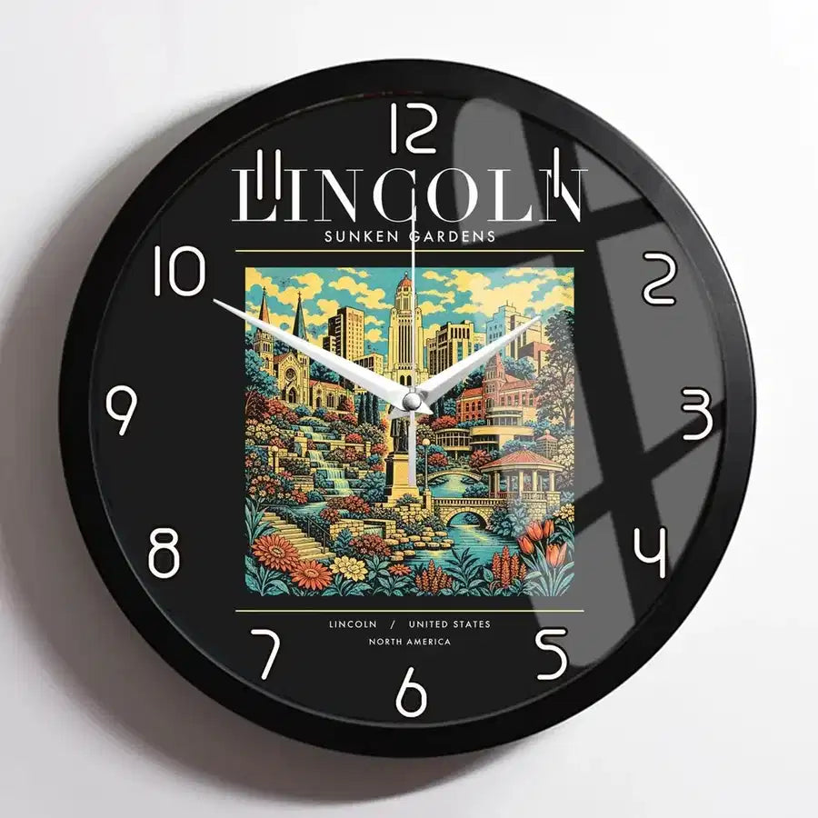 LINCOLN - Poster - Wall Clock Framed - Black