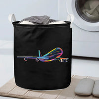 Thumbnail for Multicolor aviation design on durable fabric with reinforced handles laundry basket.