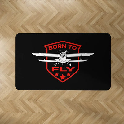 Born To Fly aviation design on durable carpet pile with non-slip backing rectangle carpet floor mat.