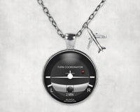 Thumbnail for Side view of Turn Coordinator 2 aviation necklace in stainless steel, polished finish.