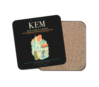 Thumbnail for Kemi-Tornio Airport (KEM) design on black 1 piece coaster