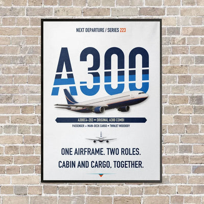 Airbus A300C4-203 vertical canvas print - framed - white background