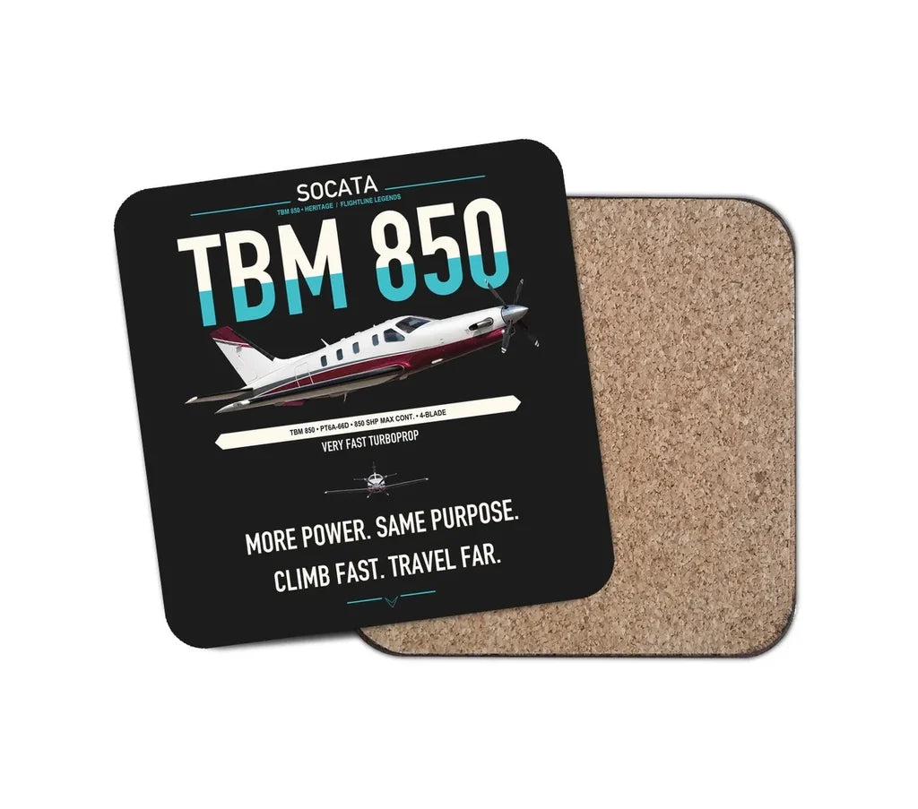 Socata TBM 850 design on black 1 piece coaster