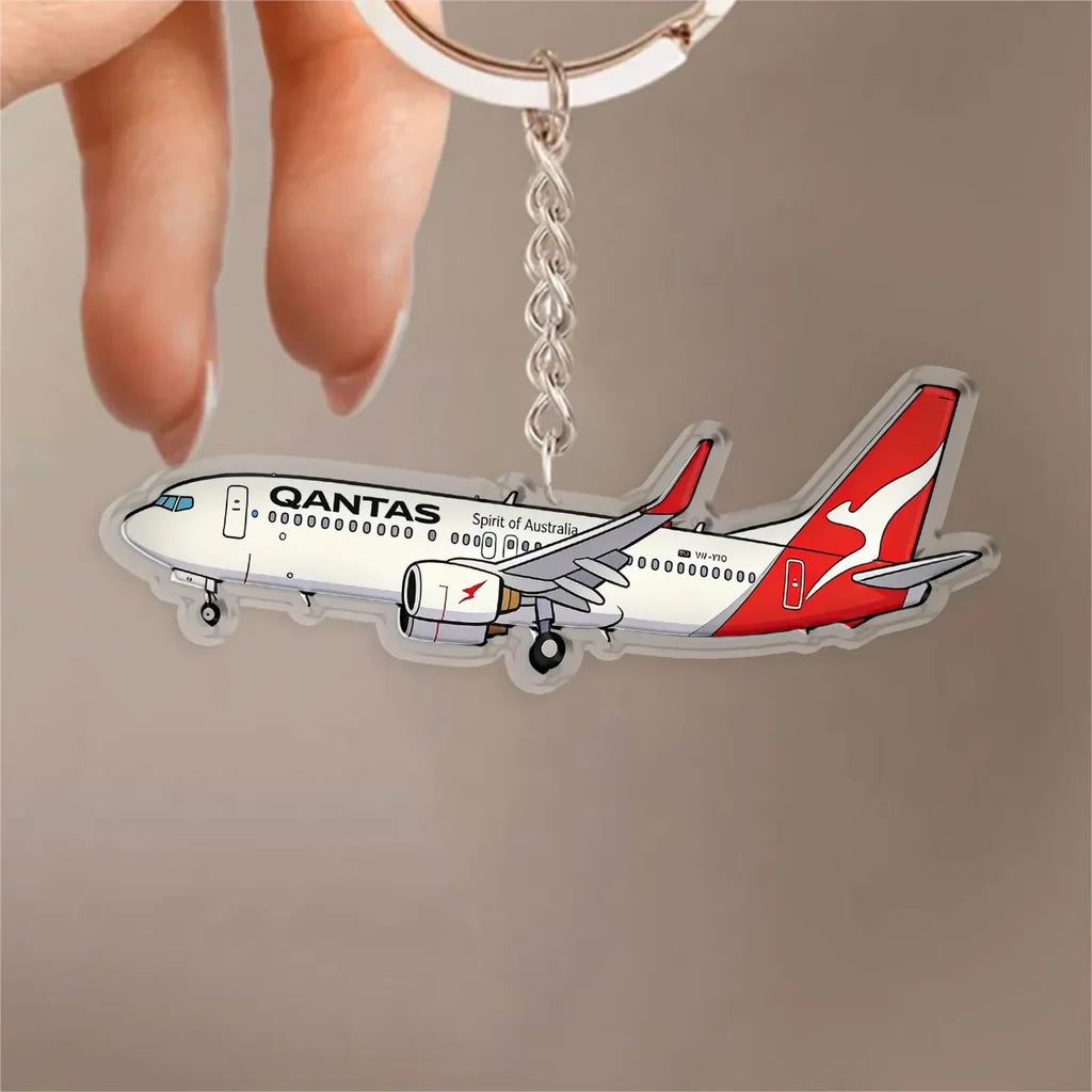 Qantas Boeing 737 Design Acrylic Keychain