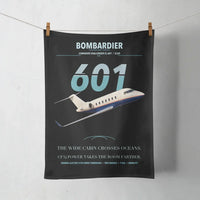 Thumbnail for Bombardier Challenger 601 design on black towel