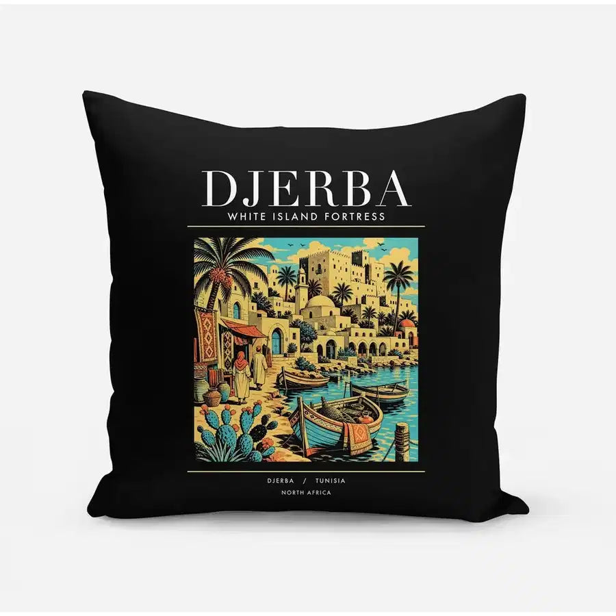 DJERBA - Poster - Pillow - Black