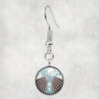 Thumbnail for Airplane Flying over Big Buildings aviation-themed earrings, polished hypoallergenic alloy.