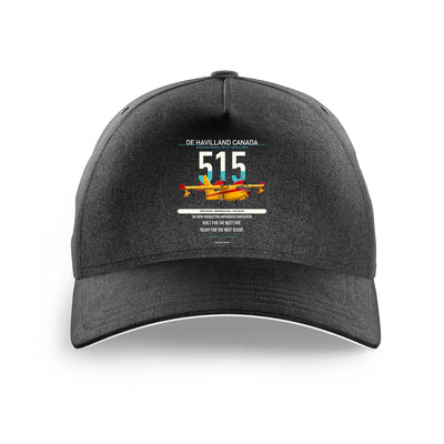 De Havilland Canadair 515 design on black printed hat