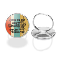 Thumbnail for Colourful Born To Fly aviation ring in stainless steel.