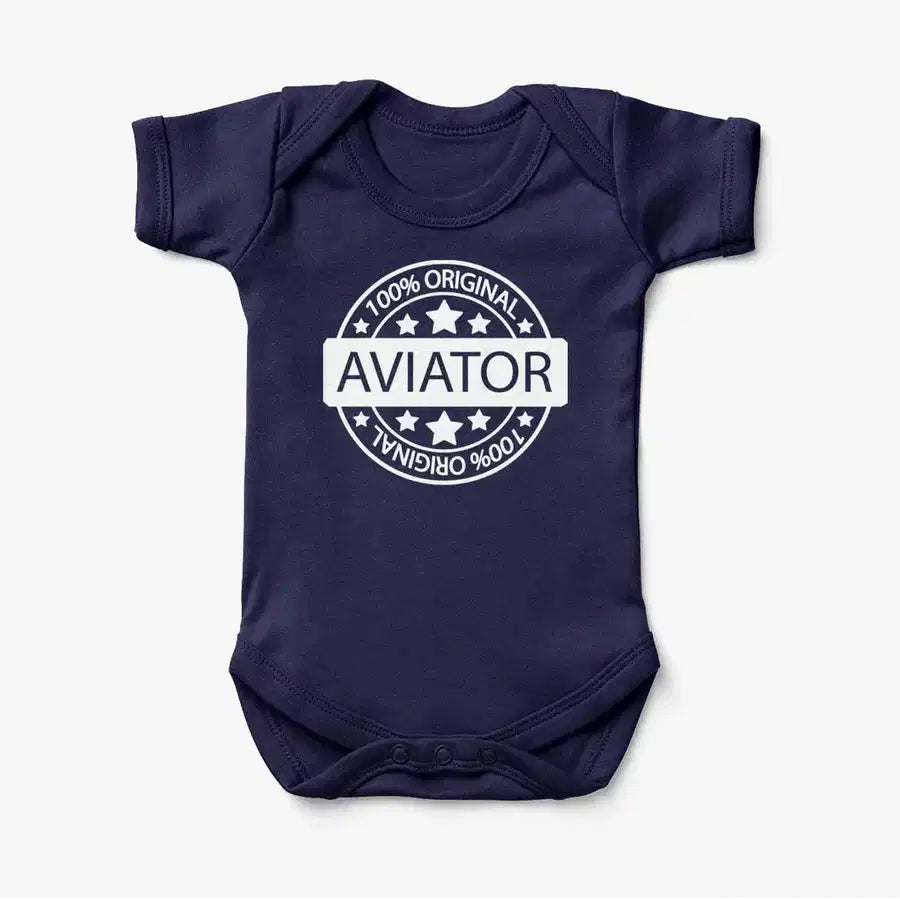 %100 Original aviation print on kids gentle cotton bodysuit.