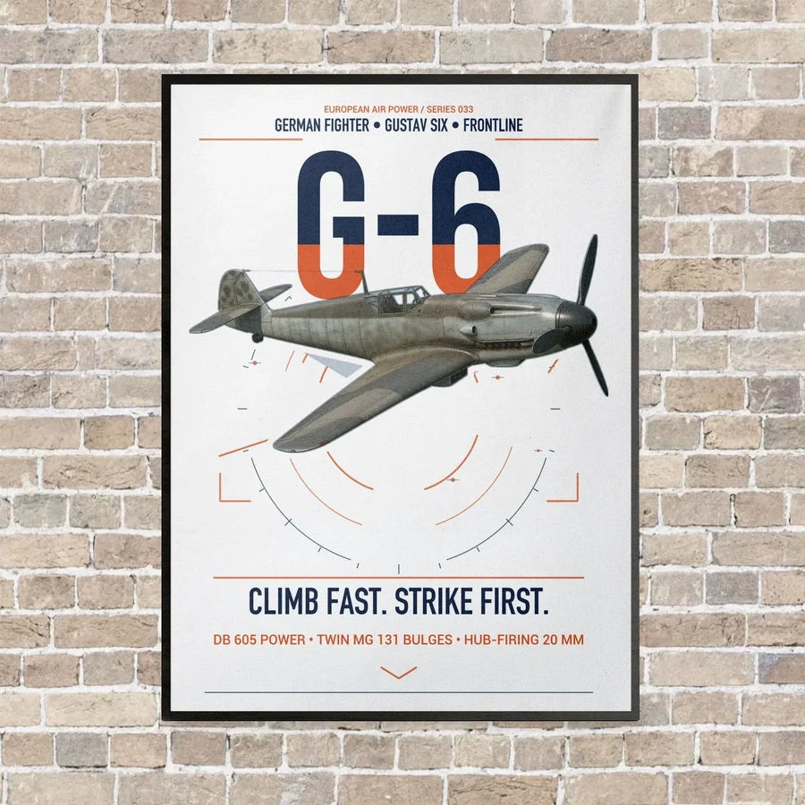 Messerschmitt Bf 109G-6 vertical canvas print - framed - white background