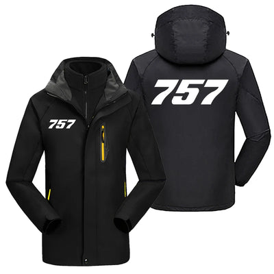 Boeing 757 Flat Text aviation design printed on heavyweight insulated shell with snow cuffs thick ski jacket.