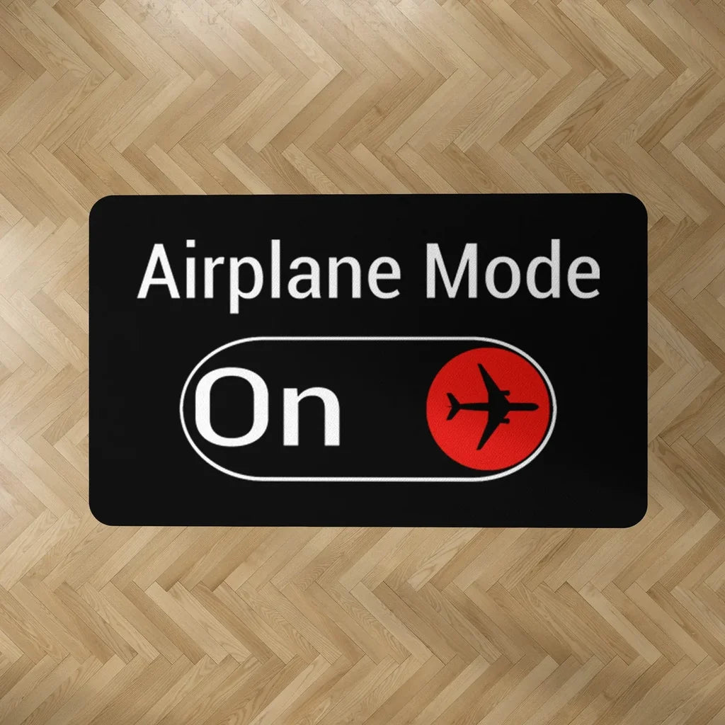 Airplane Mode On aviation design on durable carpet pile with non-slip backing rectangle carpet floor mat.
