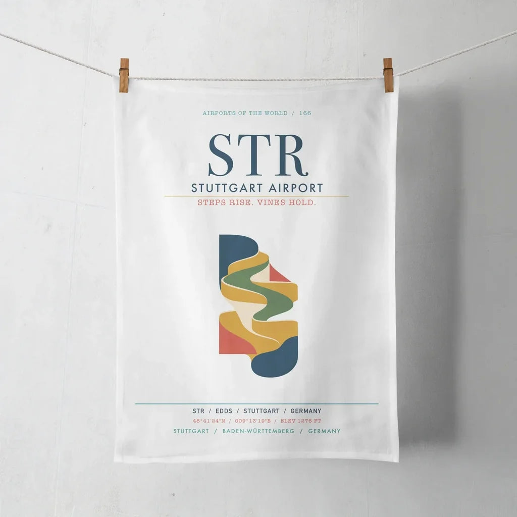 Stuttgart Airport (STR) design on white towel