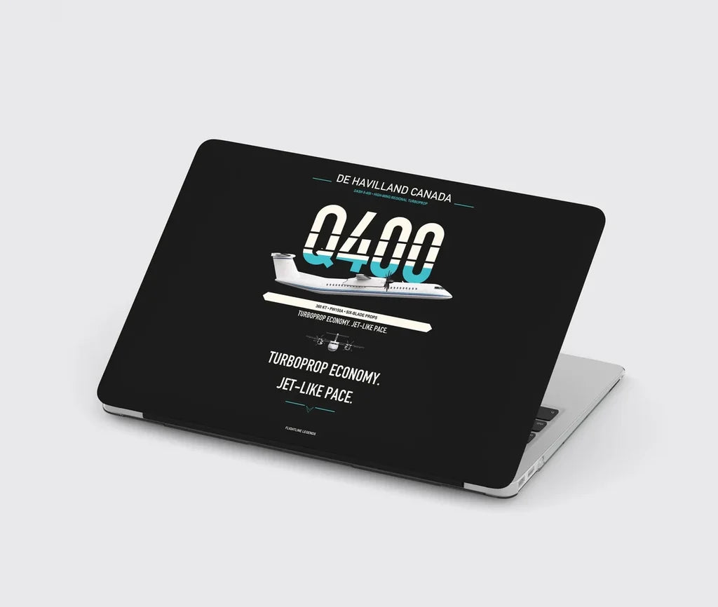 De Havilland Dash 8-400 design on black MacBook case