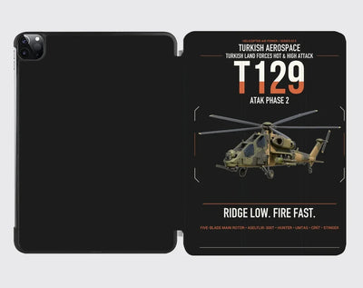 Turkish Aerospace T129 ATAK Phase 2 design on black ipad tablet case