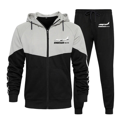 The Embraer ERJ-175 Colourful Z. aviation design on colourful cotton blend zipped hoodie and sweatpants set.