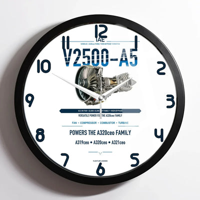 V2500-A5 design on white framed wall clock