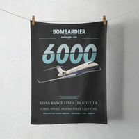 Thumbnail for Bombardier Global 6000 design on black towel