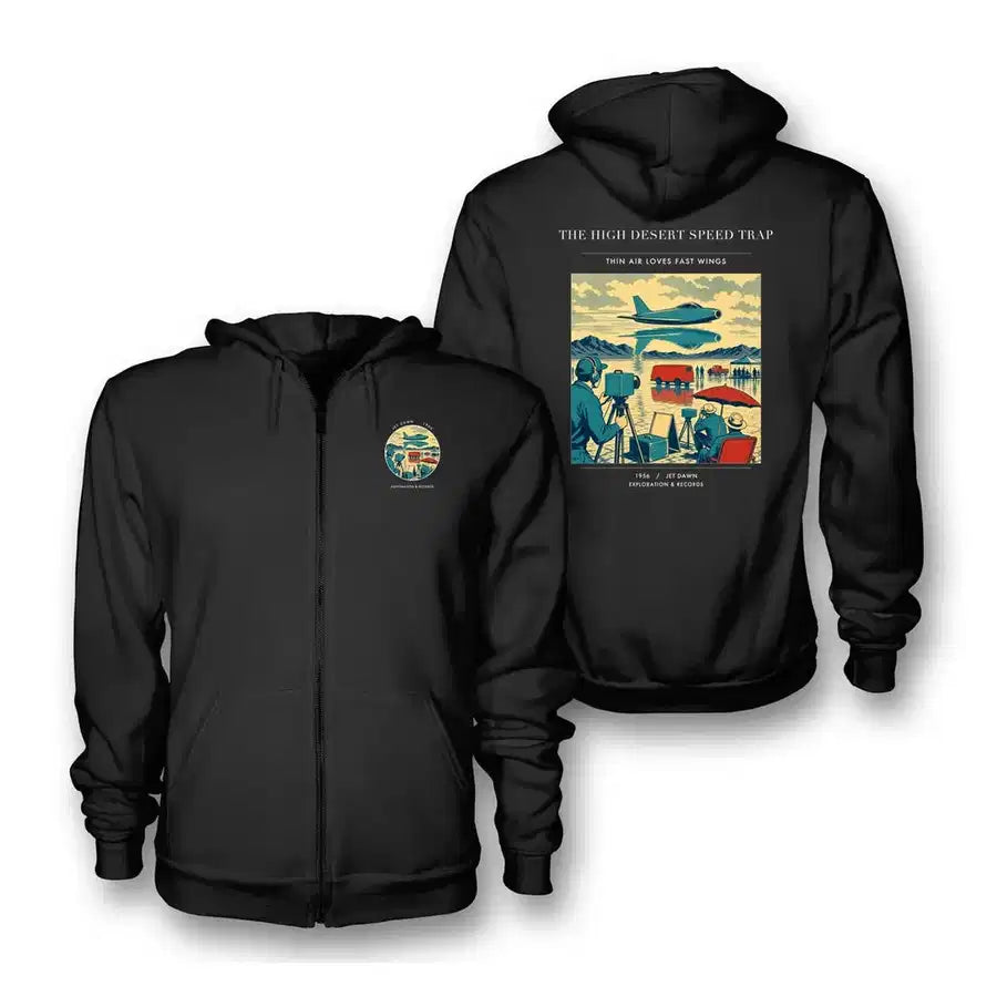 VINTAGE G4295 - The High Desert Speed Trap - Premium Zipped Hoodie design on black