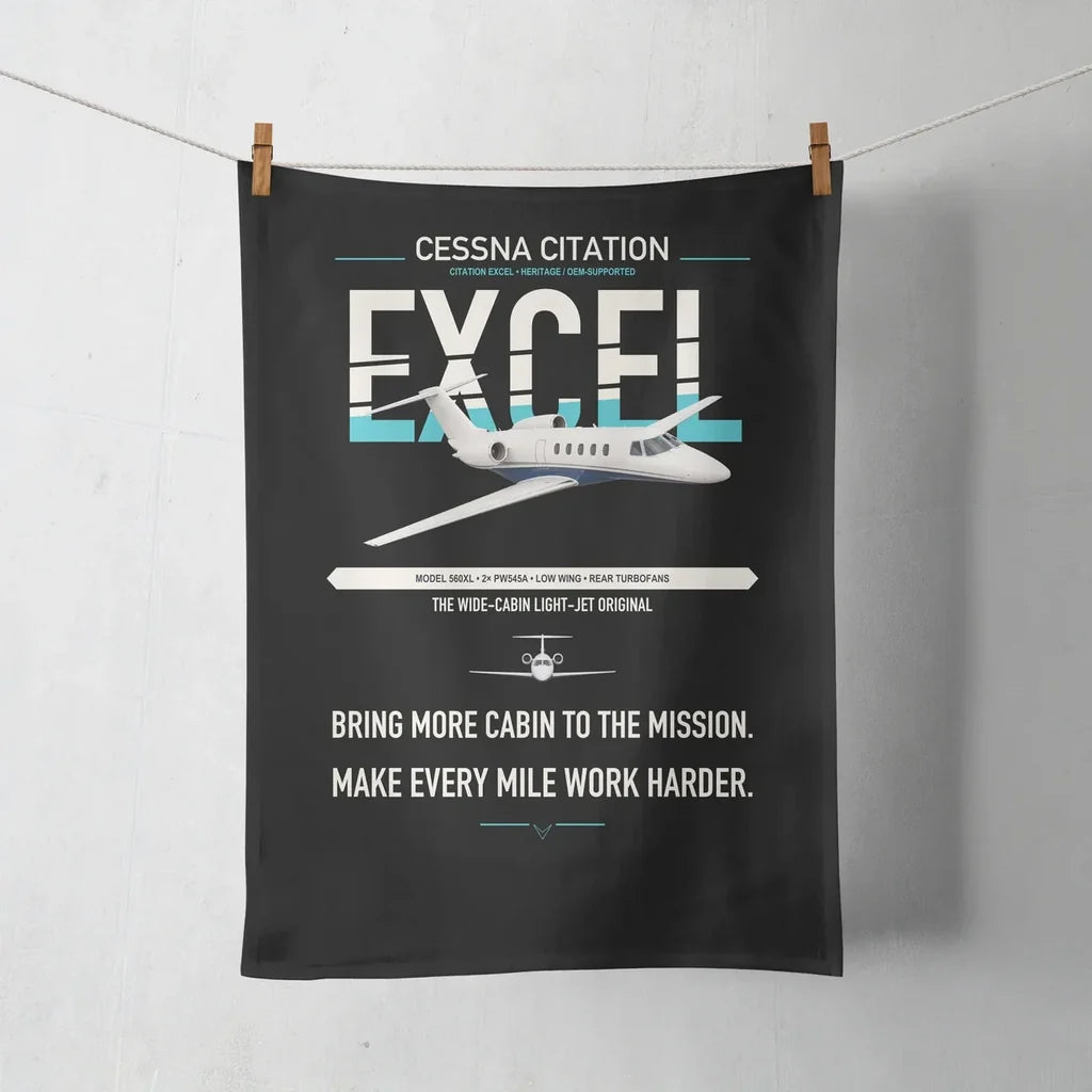 Cessna Citation Excel design on black towel