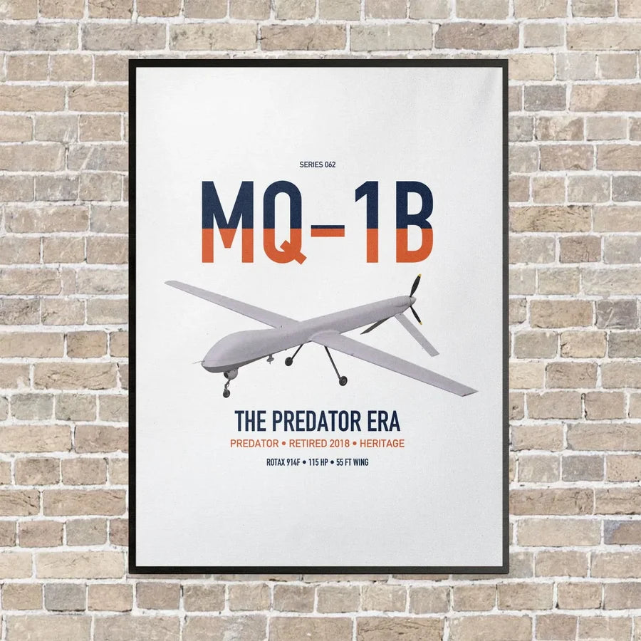 MQ-1B Predator vertical canvas print - framed - white background