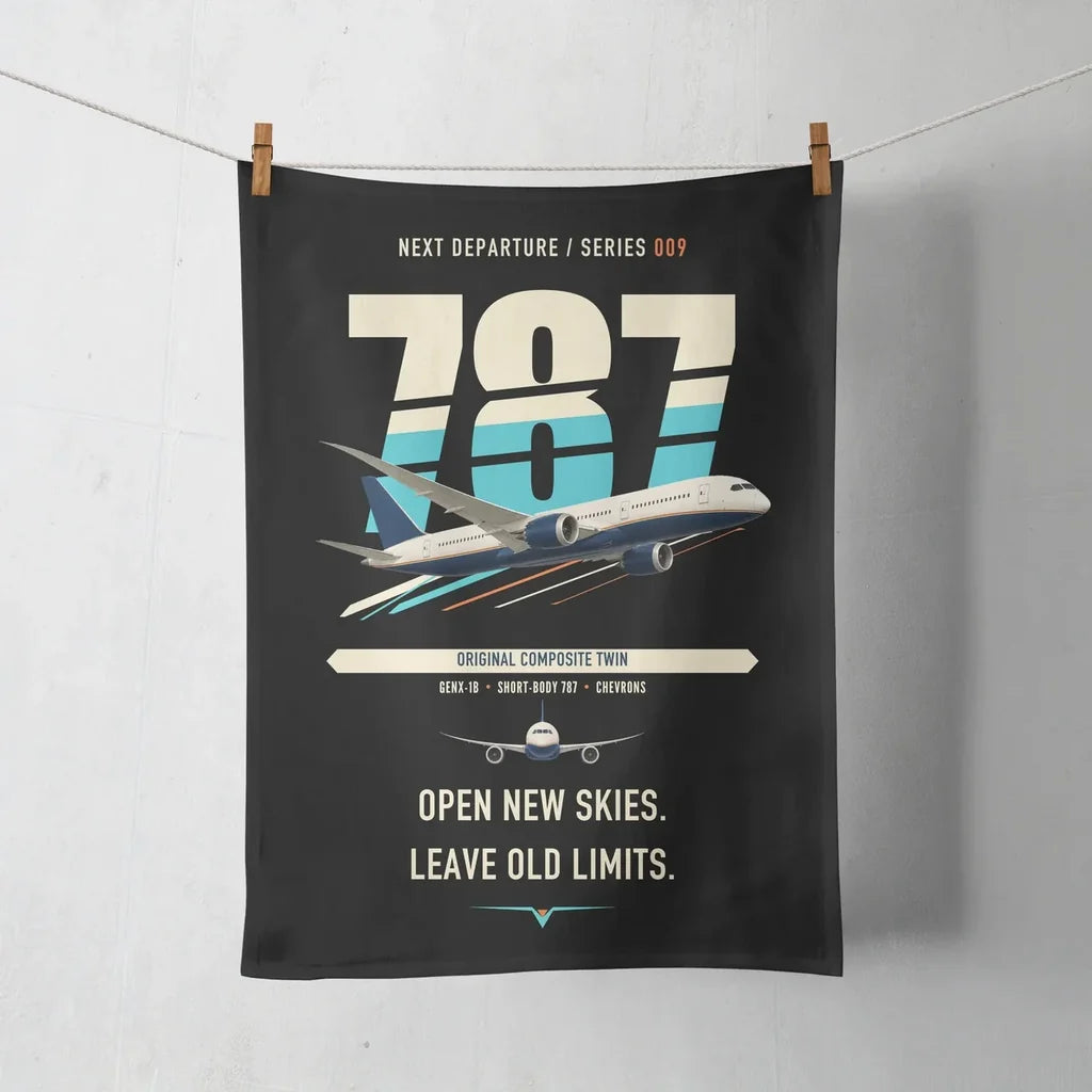 Boeing 787-8 Dreamliner design on black towel