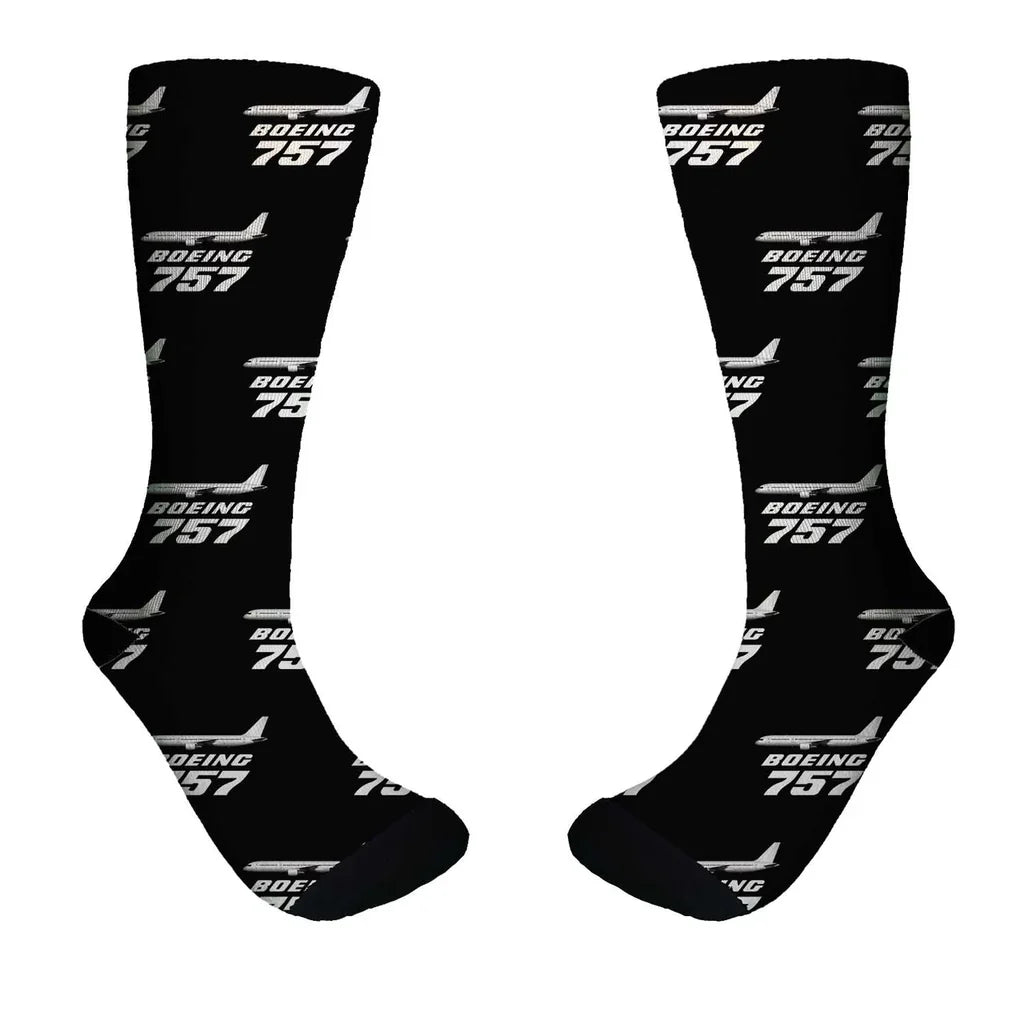 The Boeing 757 aviation design on soft cotton blend socks.