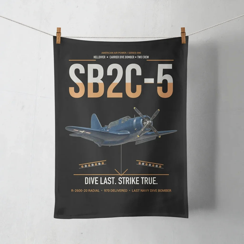 SB2C-5 Helldiver design on black towel