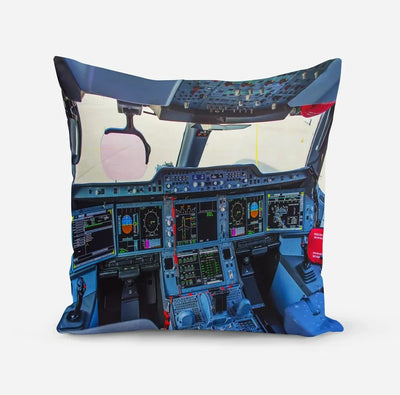 Airbus A350 Cockpit aviation design on soft polyester filling pillow.