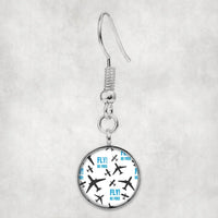 Thumbnail for Fly Be Free White aviation earrings, hypoallergenic alloy body with engraved detail.