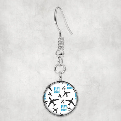 Fly Be Free White aviation earrings, hypoallergenic alloy body with engraved detail.