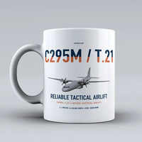 Thumbnail for Airbus C295M T.21 design on white ceramic mug, double-side print