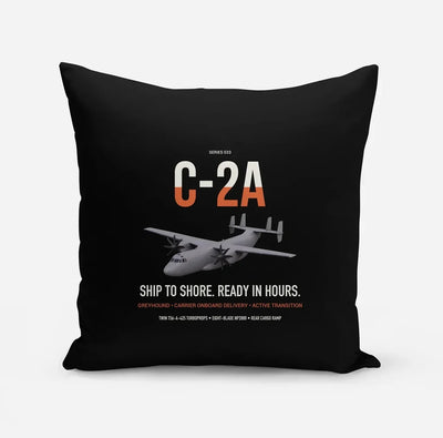 C-2A Greyhound design on black pillow
