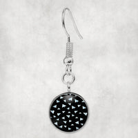 Thumbnail for Paper Airplanes (Black) aviation-themed earrings, polished hypoallergenic alloy.