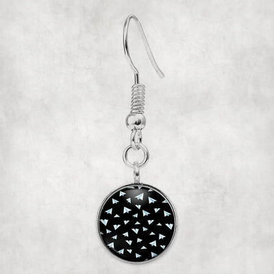 Paper Airplanes (Black) aviation-themed earrings, polished hypoallergenic alloy.
