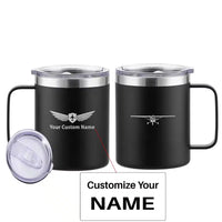 Thumbnail for Cessna 172 Silhouette aviation design on laser-engraved mug, permanent laser engraving on stainless.