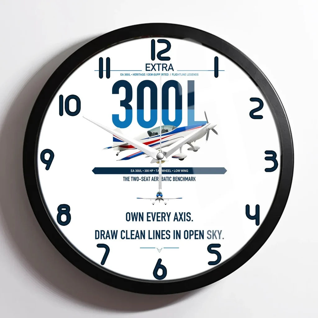 Extra 300L design on white framed wall clock