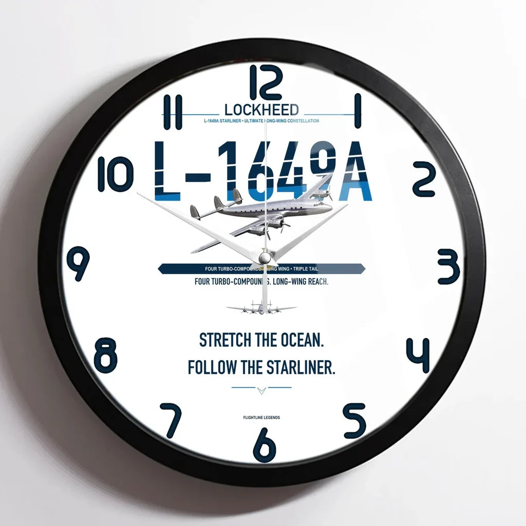 Lockheed L-1649A Starliner design on white framed wall clock