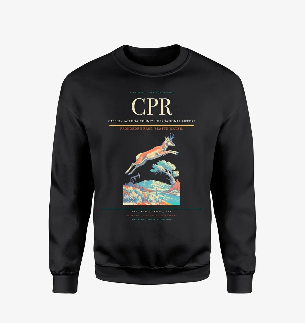 Casper–Natrona County International Airport (CPR) design on black sweatshirt