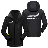 Thumbnail for The Embraer ERJ-175 aviation design printed on heavyweight insulated shell with snow cuffs thick ski jacket.